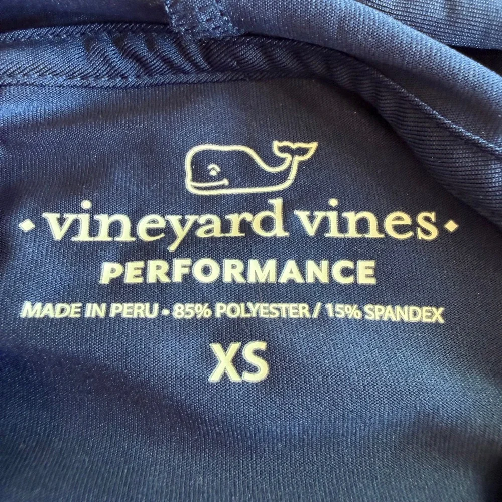 Vineyard Vines Performance Hoodie‎ Navy Blue Neon Green Logo Mens XS Long Sleeve